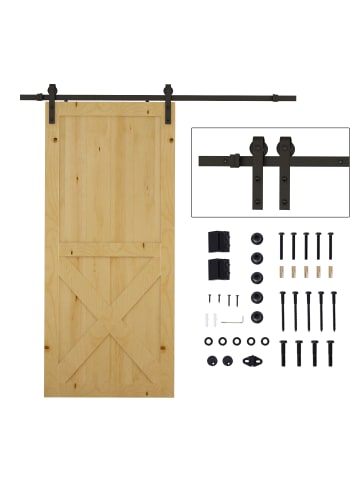 HOMCOM Schiebetür-Beschlagsatz-200L × 4B × 0,6Hcm-Schwarz