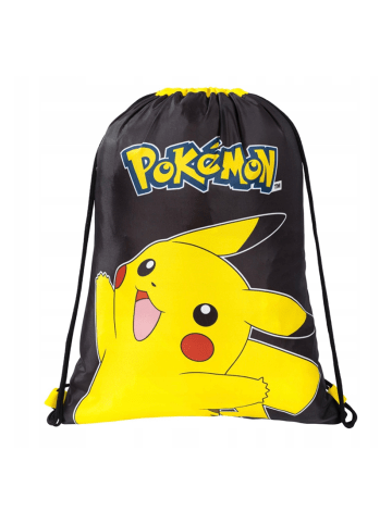 Pokémon Pikachu Turnbeutel Kinder mit Tunnelzug und Namensfeld in Schwarz