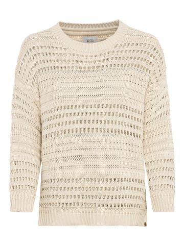 Camel Active Pullover mit Lochstrickmuster in Beige