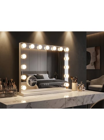 Mauro Ferretti Hollywood-Tischspiegel mit LED-Beleuchtung, 55 x 14 x 43 cm