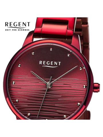 Regent Armbanduhr Regent Metallarmband rot extra groß (ca. 32mm)