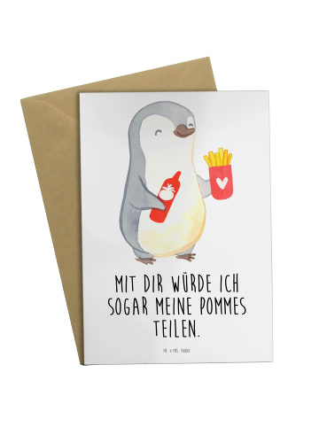 Mr. & Mrs. Panda neujahrskarte Pinguin Pommes mit Spruch in Weiß