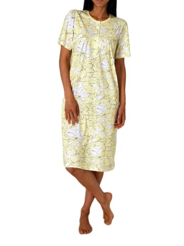 NORMANN kurzarm Nachthemd Design Knopfleiste am Hals - 85467 in vanille