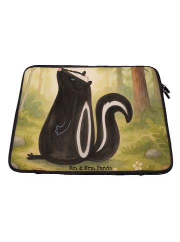 Mr. & Mrs. Panda Laptophülle Stinktier Sitzen Design ohne Spruch in Weiß