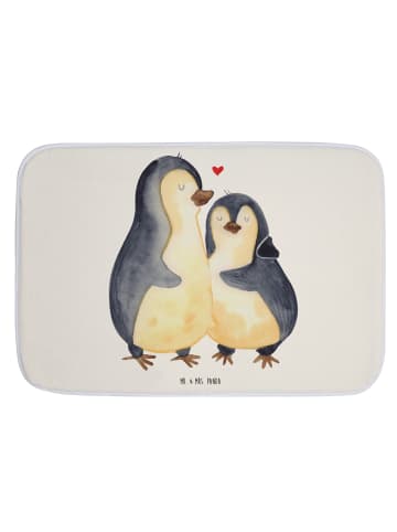 Mr. & Mrs. Panda Badteppich Pinguin umarmen ohne Spruch in Weiß