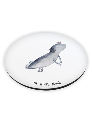 Mr. & Mrs. Panda Rund Magnet Axolotl Schwimmen ohne Spruch in Weiß