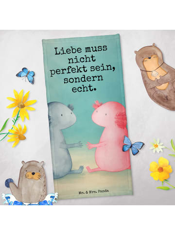Mr. & Mrs. Panda Strandtuch Axolotl Liebe Design mit Spruch in Weiß