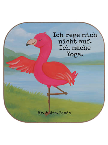 Mr. & Mrs. Panda Untersetzer Tasse Flamingo Yoga Design mit Spruch in Weiß