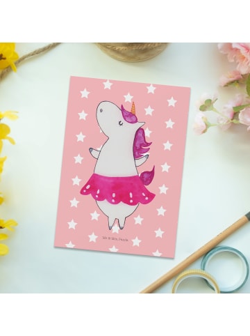 Mr. & Mrs. Panda Grußkarte Einhorn Ballerina ohne Spruch in Rot Pastell