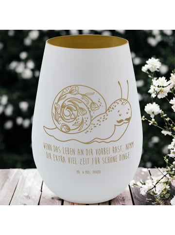 Mr. & Mrs. Panda Gold Windlicht Schnecke Sir mit Spruch in Weiß