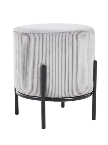 SalesFever Polsterhocker rund Ø35 cm mit Metallgestell und Bezug Cord-Optik in Hellgrau