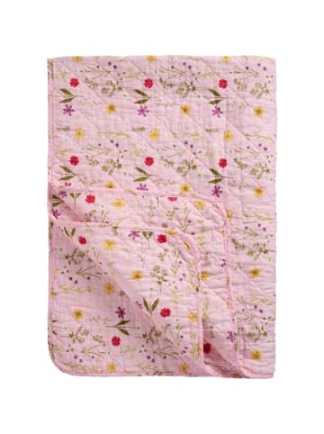IB Laursen Quilt rosa mit Gartenblumen in rosa