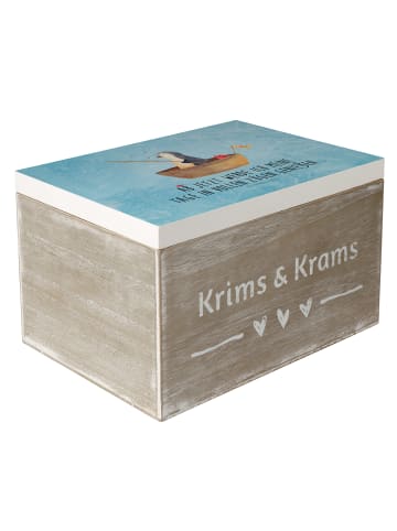 Mr. & Mrs. Panda Geschenkbox Pinguin Angelboot mit Spruch in Eisblau