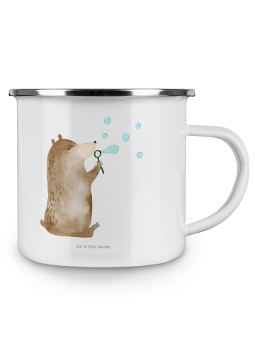 Mr. & Mrs. Panda Emaille Tasse Bär Seifenblasen ohne Spruch in Weiß