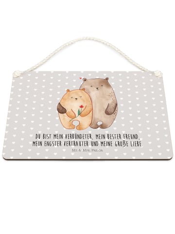 Mr. & Mrs. Panda Schild Bären Liebe mit Spruch in Grau Pastell