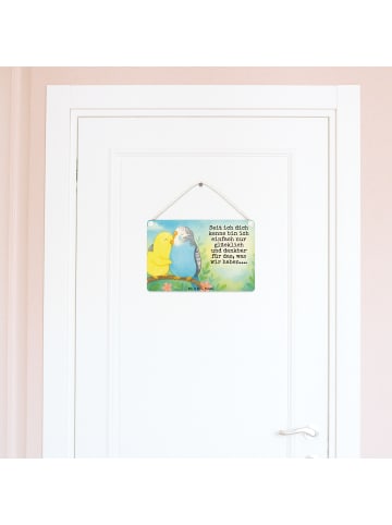 Mr. & Mrs. Panda Schild Wellensittich Liebe Design mit Spruch in Weiß