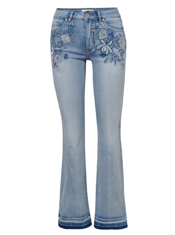 KOROSHI LANGE HOSE JEANS GLOCKE in blau