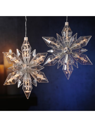 MARELIDA 2x LED Stern Weihnachtssterne Leuchtstern aus Acryl in transparent