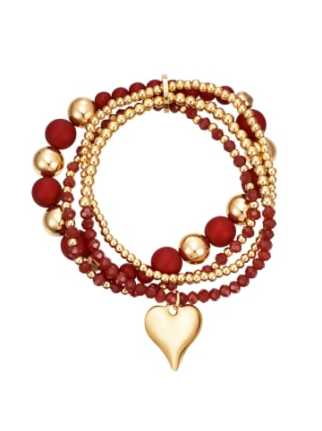 Lulu & Jane Armband Herz aus Metall-Legierung mit Glas in gelbgold