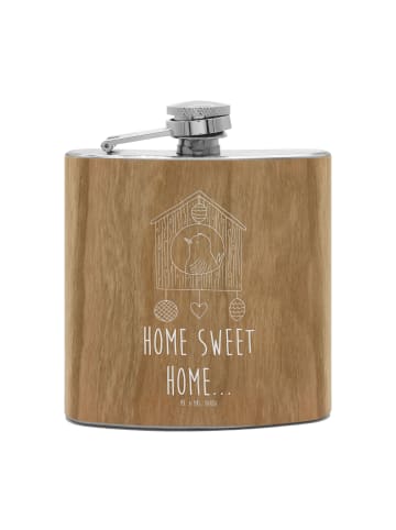 Mr. & Mrs. Panda Flachmann Vogelhaus Home mit Spruch in Braun