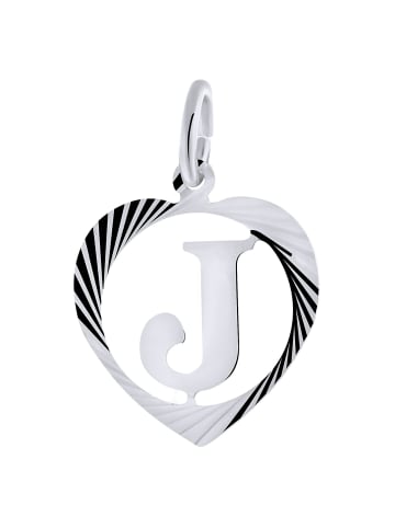 Lucardi 925 Silber Anhänger "Buchstabe J" Herz