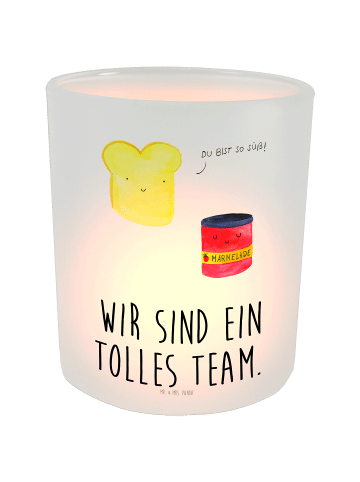 Mr. & Mrs. Panda Glas Windlicht Toast Marmelade mit Spruch in Transparent