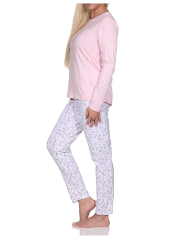 NORMANN Verspielte langarm Schlafanzug Pyjama floralen Muster - 79802 in rosa