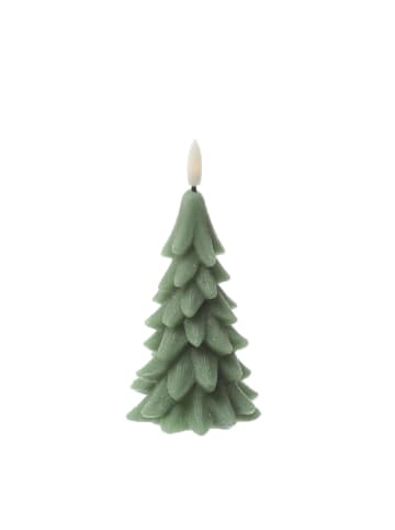 MARELIDA LED Kerze Tannenbaum Weihnachtsbaum Echtwachs H: 16cm in grün