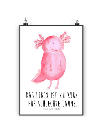 Mr. & Mrs. Panda Poster Axolotl Glücklich mit Spruch in Weiß