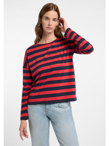 ELBSAND Langarm T-Shirt Milia in Coldwater + Barberry STRIPE