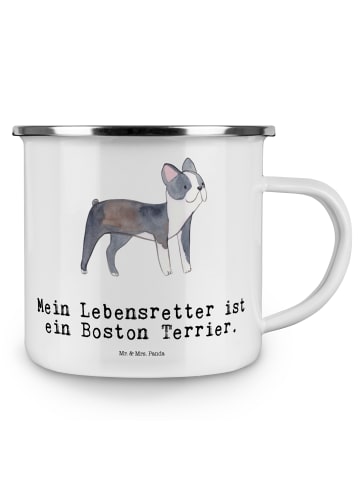 Mr. & Mrs. Panda Emaille Tasse Boston Terrier Lebensretter mit S... in Weiß
