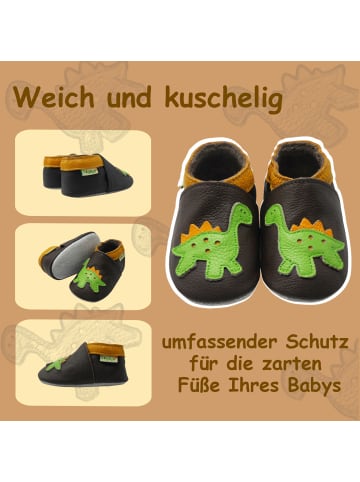 Sayoyo Baby Krabbelschuhe aus Leder, weiche Lauflernschuhe mit rutschfester Sohle 