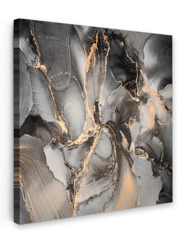 OnlyWow Leinwand Bilder Abstrakte Kunst gold grau