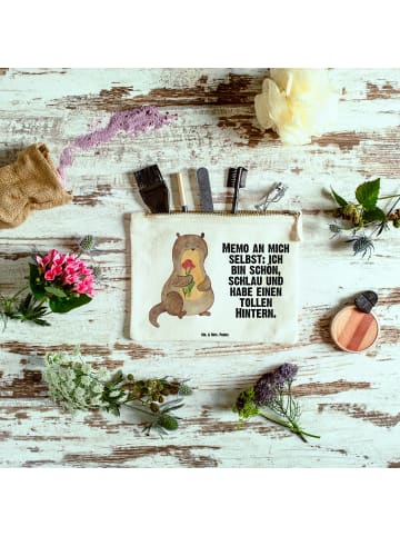 Mr. & Mrs. Panda Schminktasche Otter Blumenstrauß mit Spruch in Weiß
