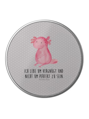 Mr. & Mrs. Panda Erinnerungsbox Axolotl Niedlich mit Spruch in Grau Pastell