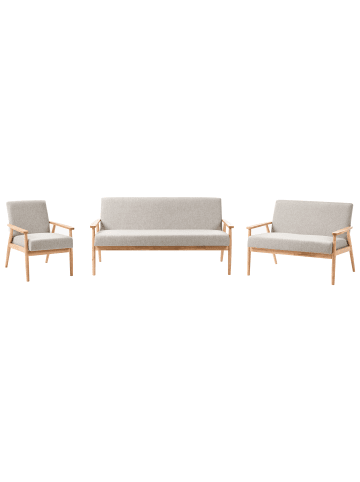 Beliani 3-tlg Sitzgruppe ESRUM in Grau/Braun