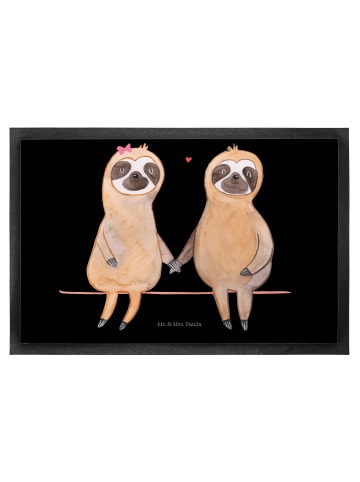 Mr. & Mrs. Panda Schmutzfangteppich Faultier Pärchen ohne Spruch in Schwarz