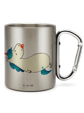 Mr. & Mrs. Panda Karabiner Tasse Einhorn Schnuller ohne Spruch in Silber