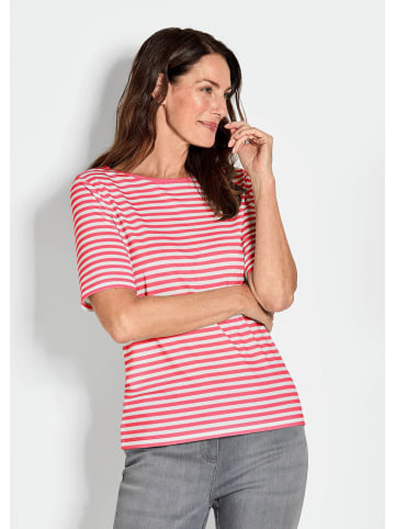 GOLDNER Stilvolles Streifenshirt für Damen in koralle / weiß / geringelt