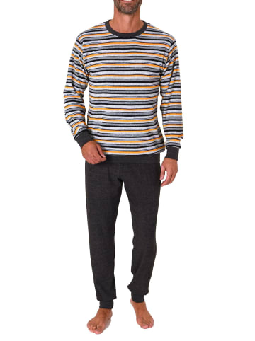 NORMANN langarm Frottee Schlafanzug Pyjama Bündchen - 82264 in orange