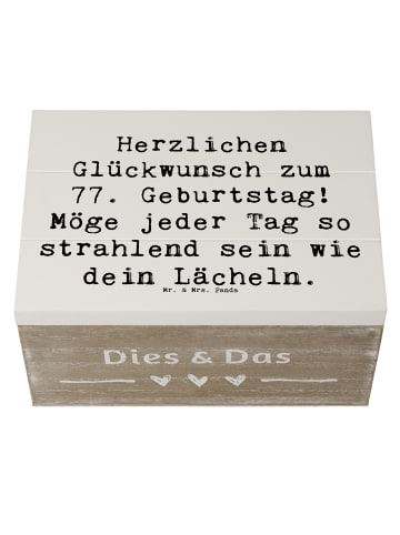 Mr. & Mrs. Panda truhe holz Spruch 77. Geburtstag Strahlen mit S... in Weiß