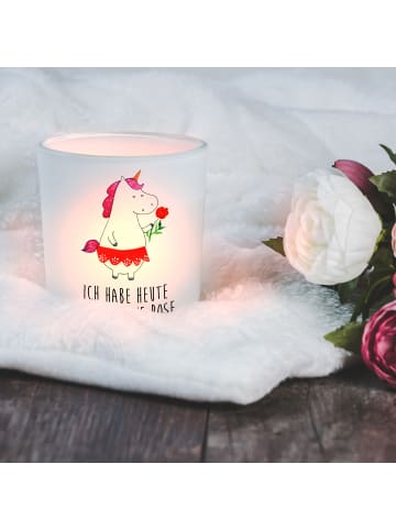 Mr. & Mrs. Panda Glas Windlicht Einhorn Dame mit Spruch in Transparent