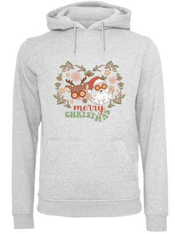 F4NT4STIC Hoodie Christmas Hippie Santa And Reindeer in grau meliert