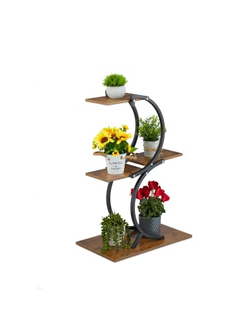 relaxdays Pflanzenständer in Schwarz/ Braun – (B)48 x (H)76 x (T)30 cm
