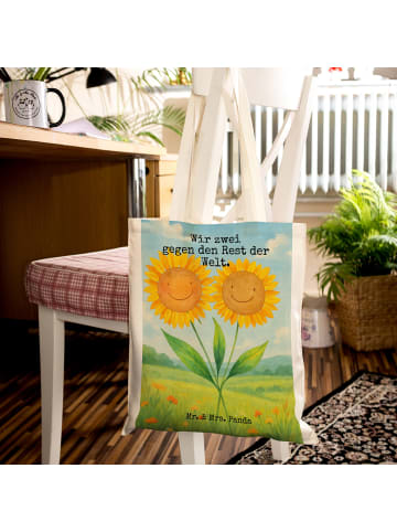 Mr. & Mrs. Panda Tragetasche Blume Sonnenblume Design mit Spruch in Weiß