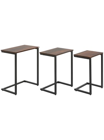 HOMCOM Beistelltisch-Set-45L x 30B x 60H cm-Rustikal-Braun