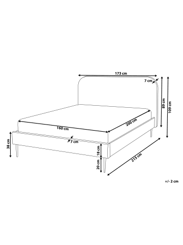 Beliani Doppelbett FLAYAT in Grau/Gold - (W) 173 x (H) 109 x (L) 215 cm