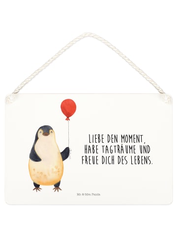 Mr. & Mrs. Panda Schild Pinguin Luftballon mit Spruch in Weiß