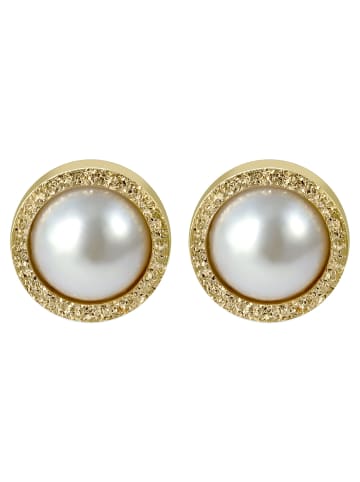 Adeliás Damen Ohrringe – Ohrstecker aus Edelstahl mit Perle in gold