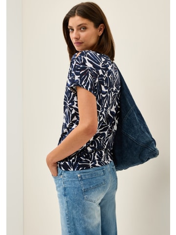 Cecil 'Print-Shirt mit Knopfdetail' Marineblau